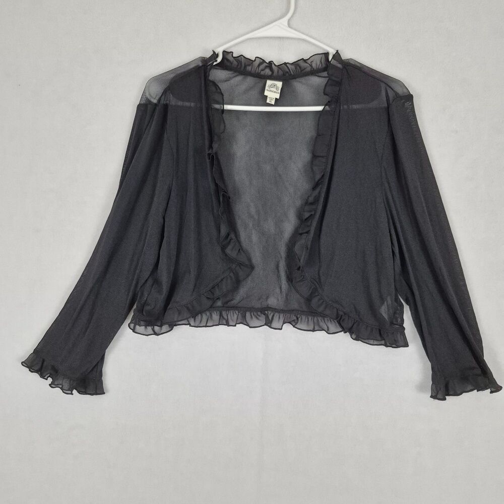 Sangria Black X Large Ruffled Sleeve Sheer Cover Up Cardigan Whimsigoth Romantic
